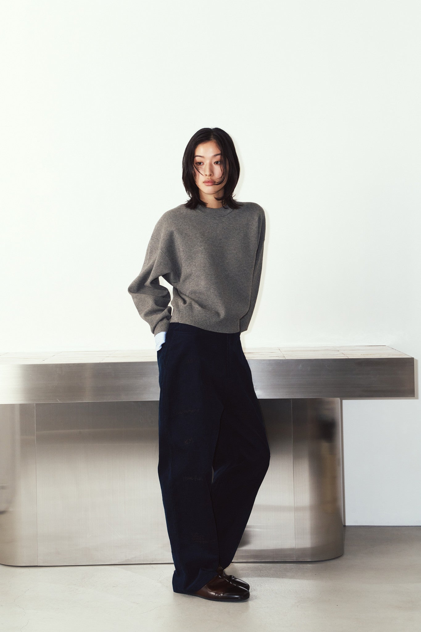 2way cuffs normcore knit/gray