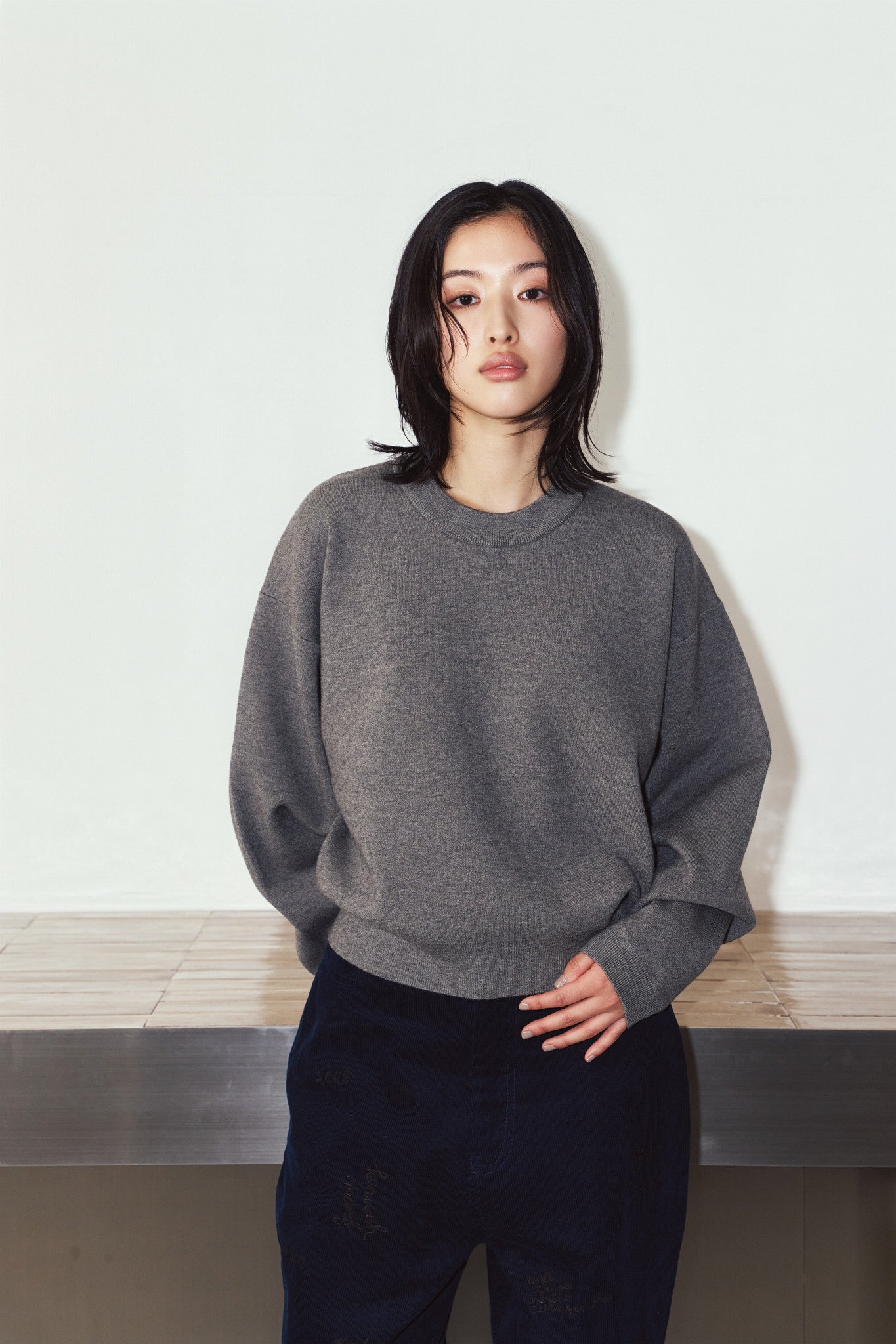 2way cuffs normcore knit/gray