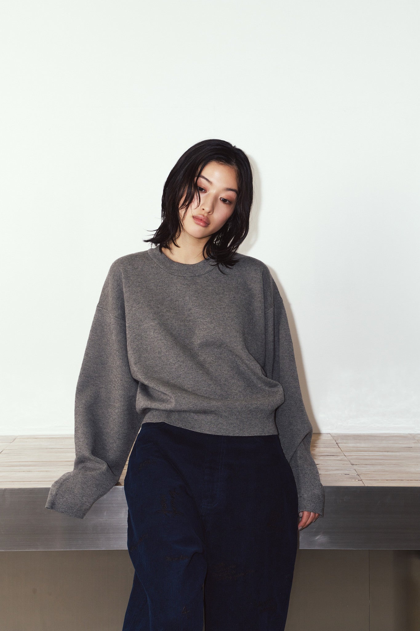 2way cuffs normcore knit/gray