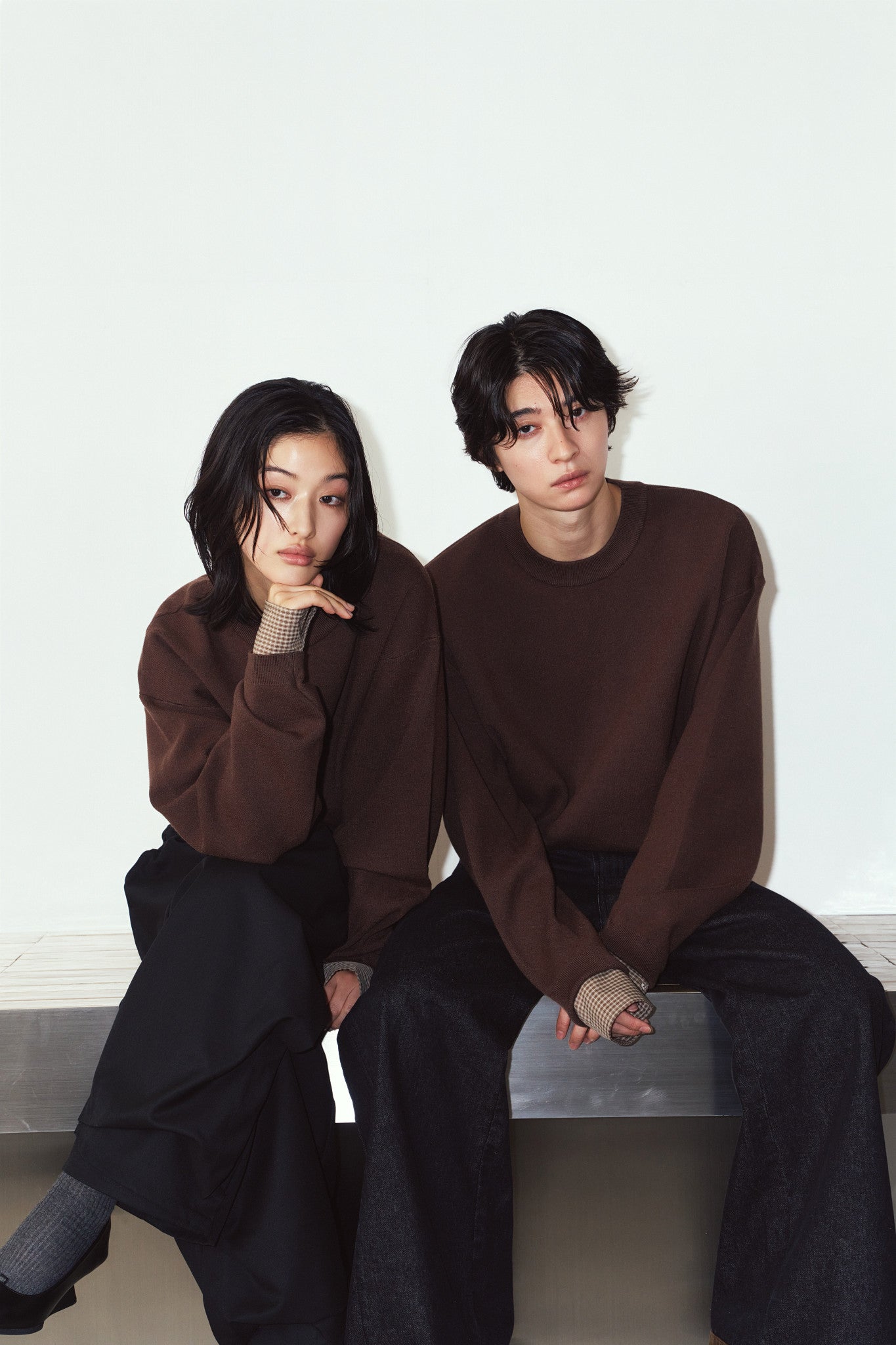 2way cuffs normcore knit/brown