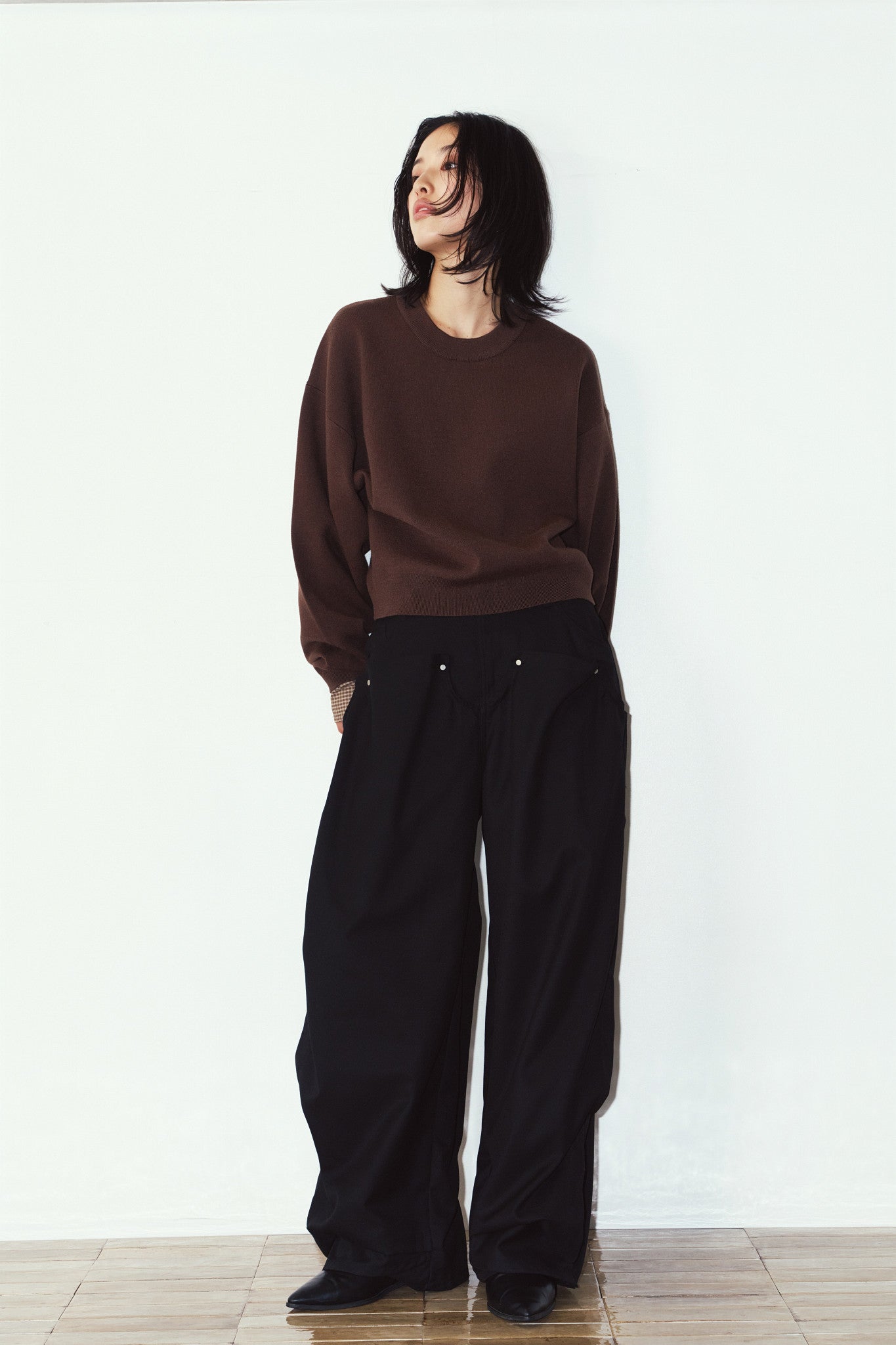 2way cuffs normcore knit/brown