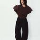 cling draped  pants(unisex)/black