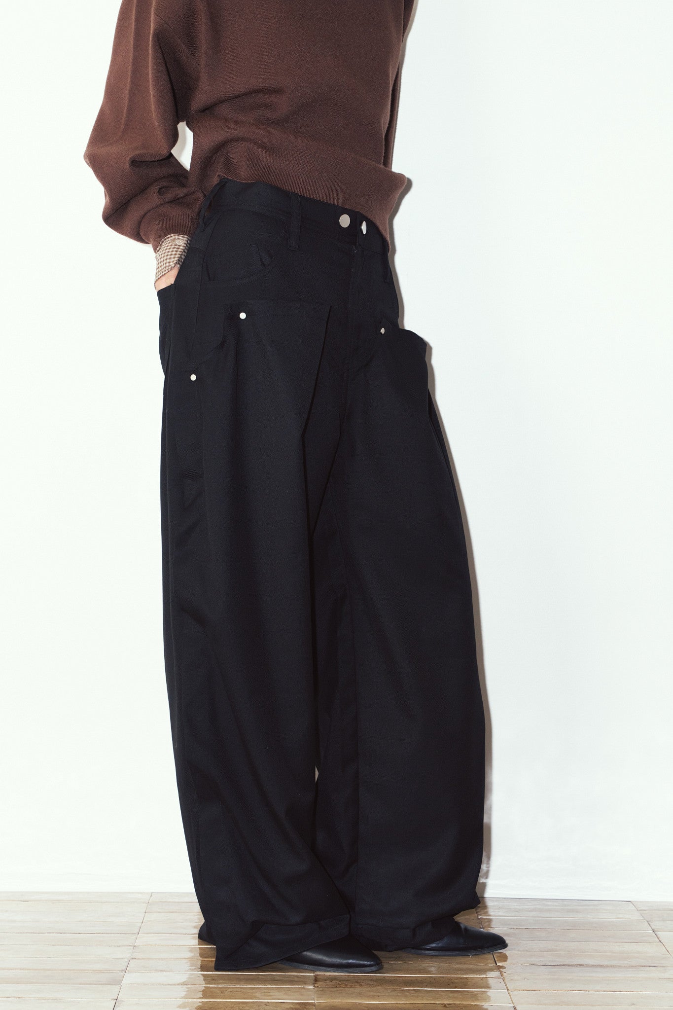 cling draped  pants(unisex)/black