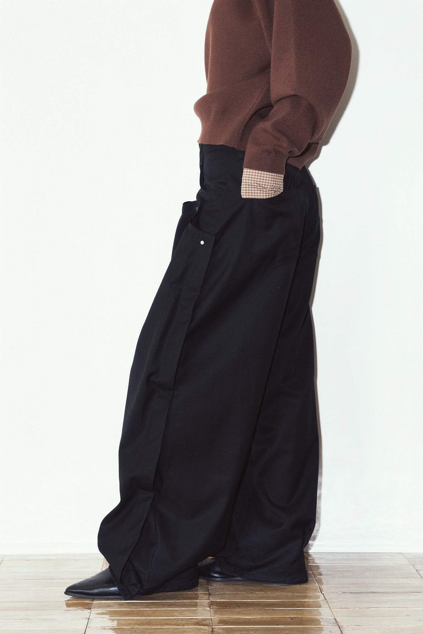 cling draped pants(unisex)/black | KNUTH MARF