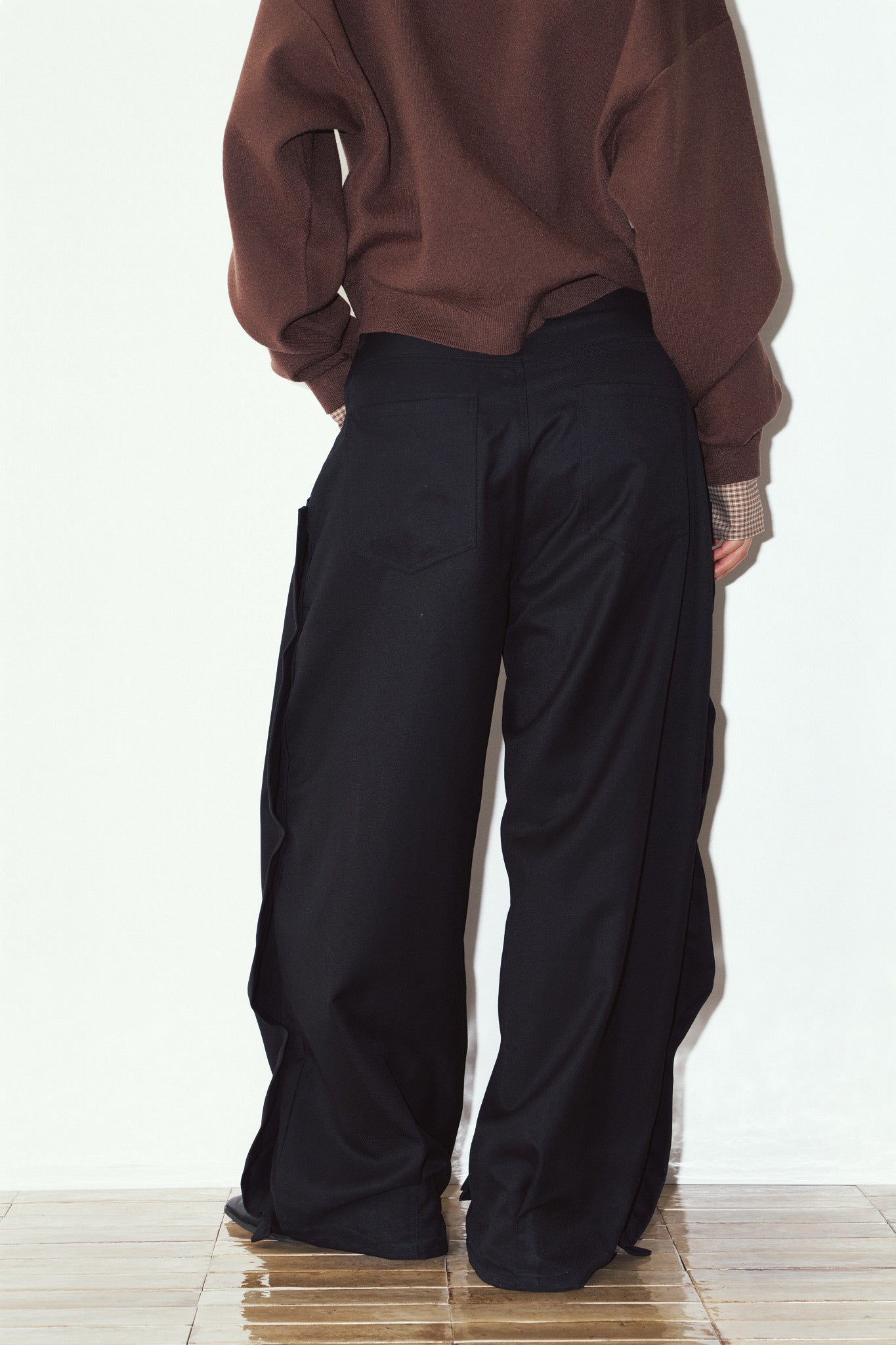 cling draped  pants(unisex)/black