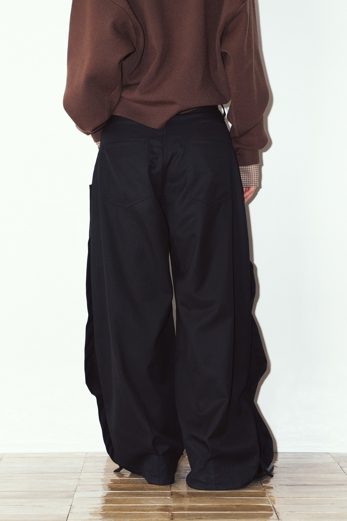 cling draped  pants(unisex)/black