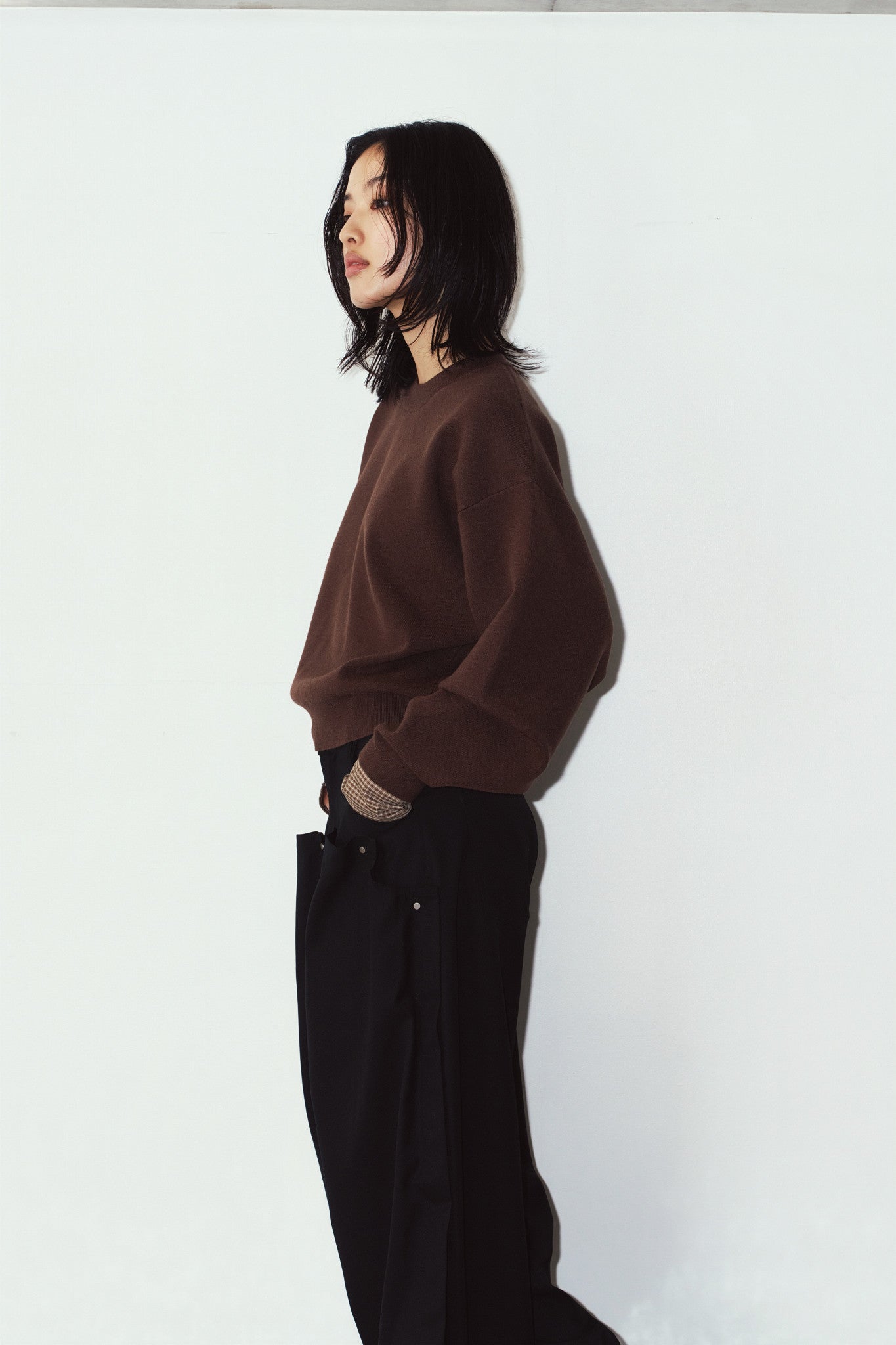 2way cuffs normcore knit/brown