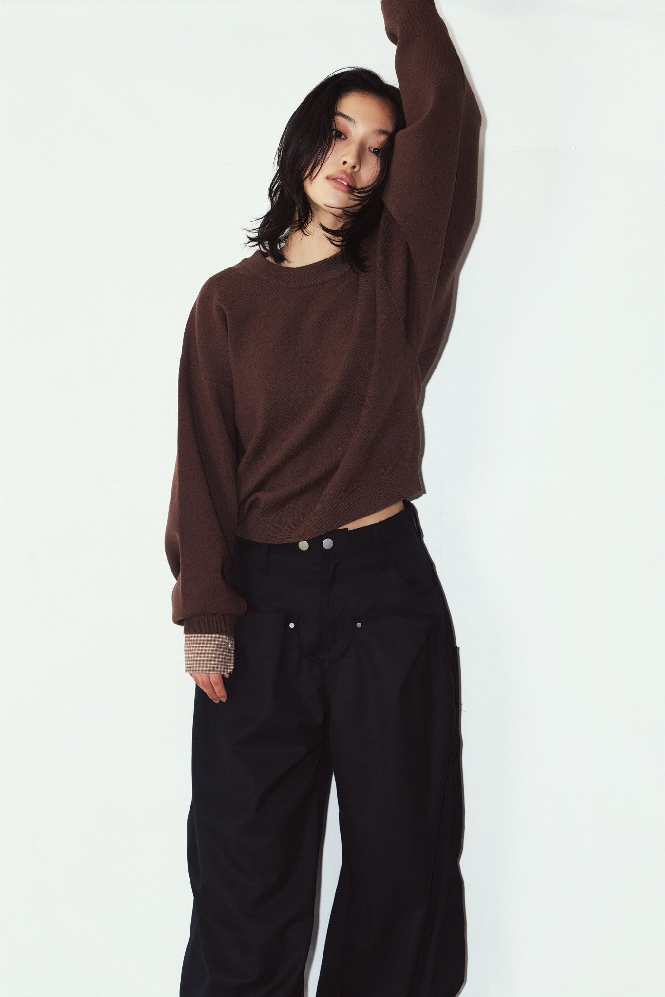 2way cuffs normcore knit/brown