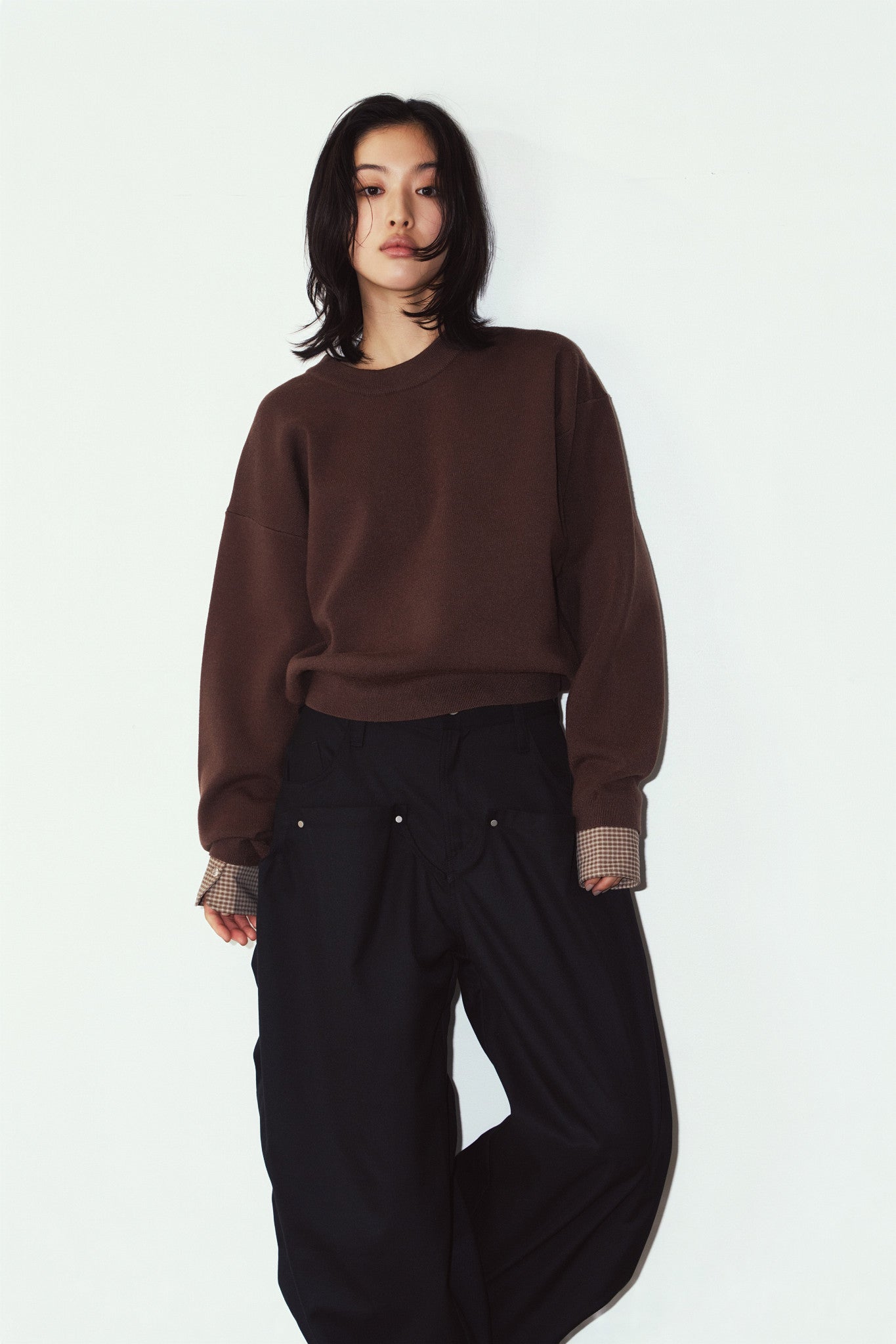 2way cuffs normcore knit/brown