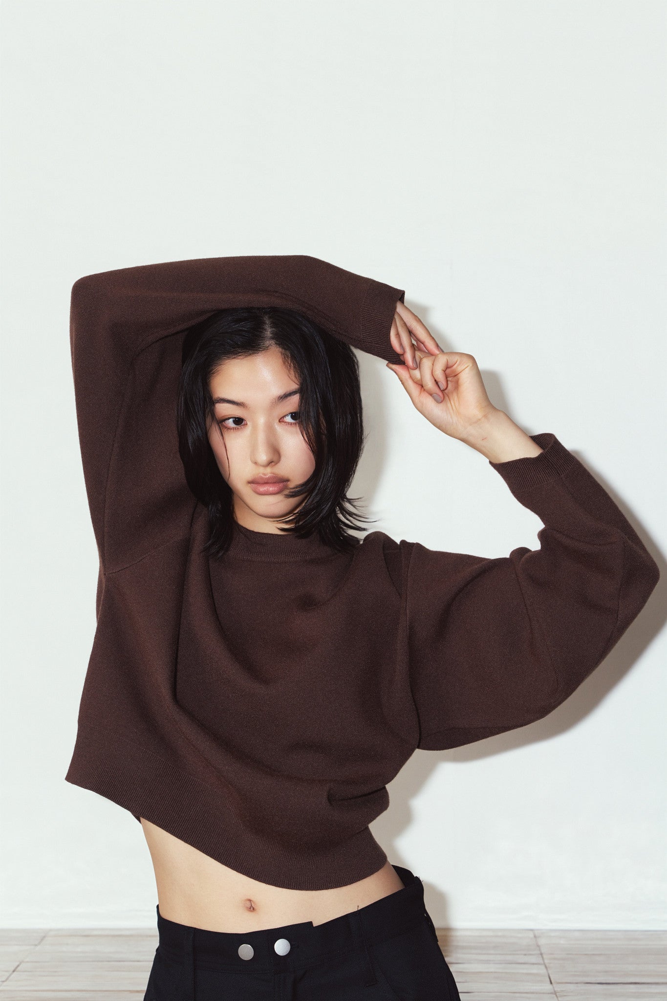 2way cuffs normcore knit/brown
