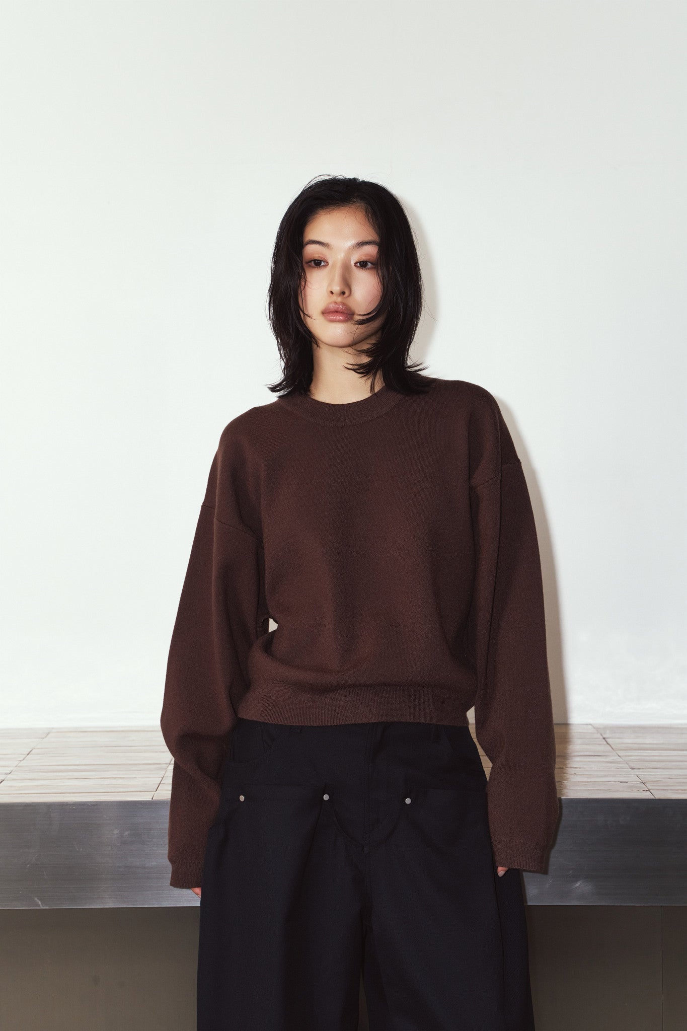 2way cuffs normcore knit/brown