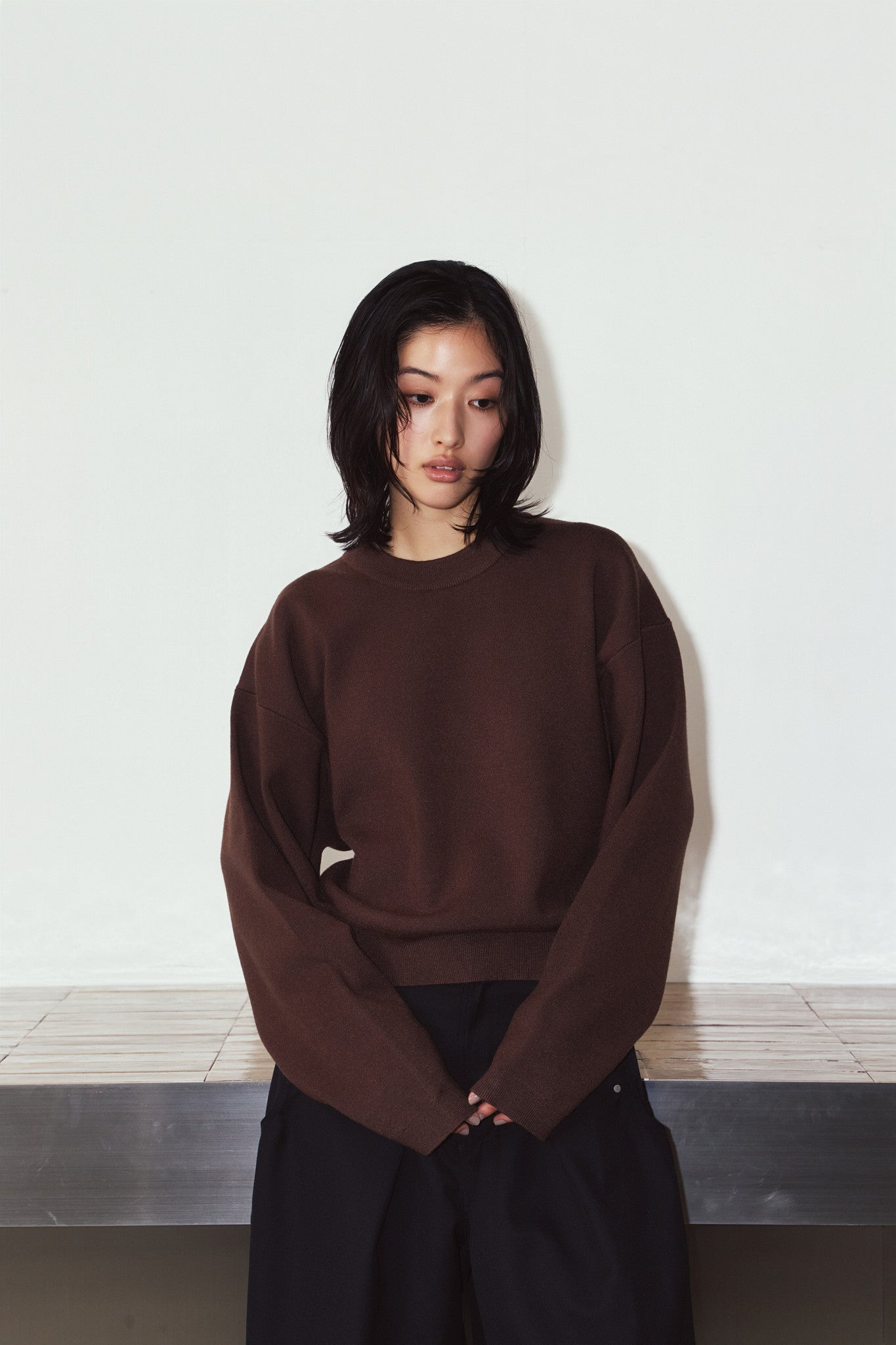 2way cuffs normcore knit/brown
