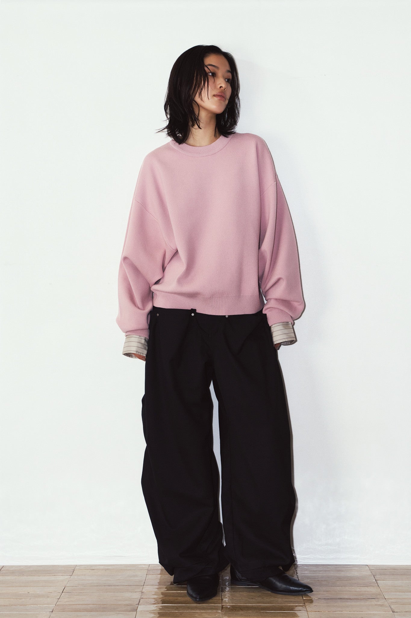 2way cuffs normcore knit(unisex)/pink