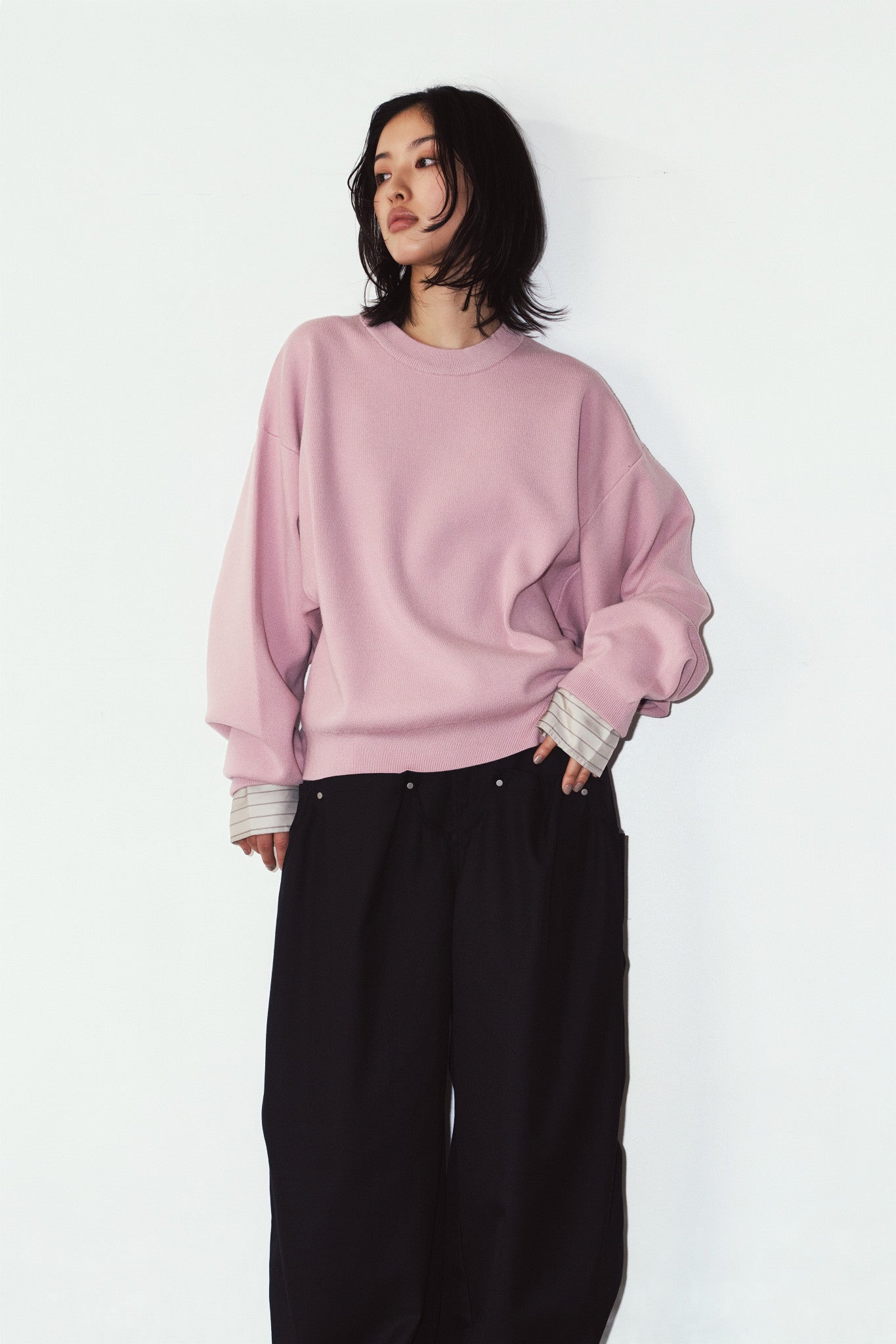 2way cuffs normcore knit(unisex)/pink