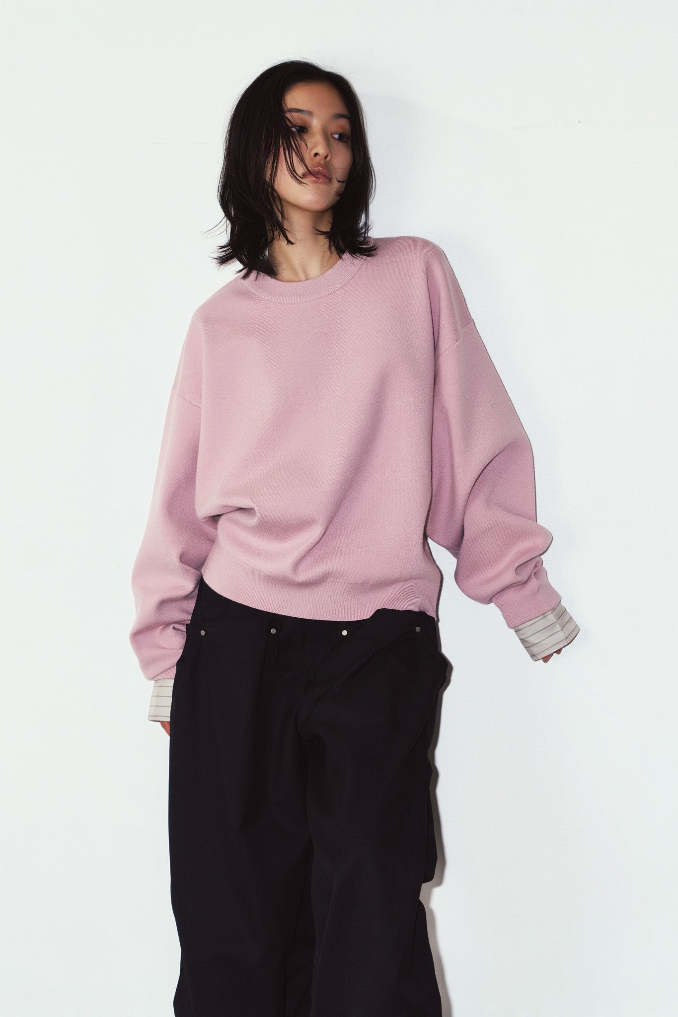 2way cuffs normcore knit(unisex)/pink