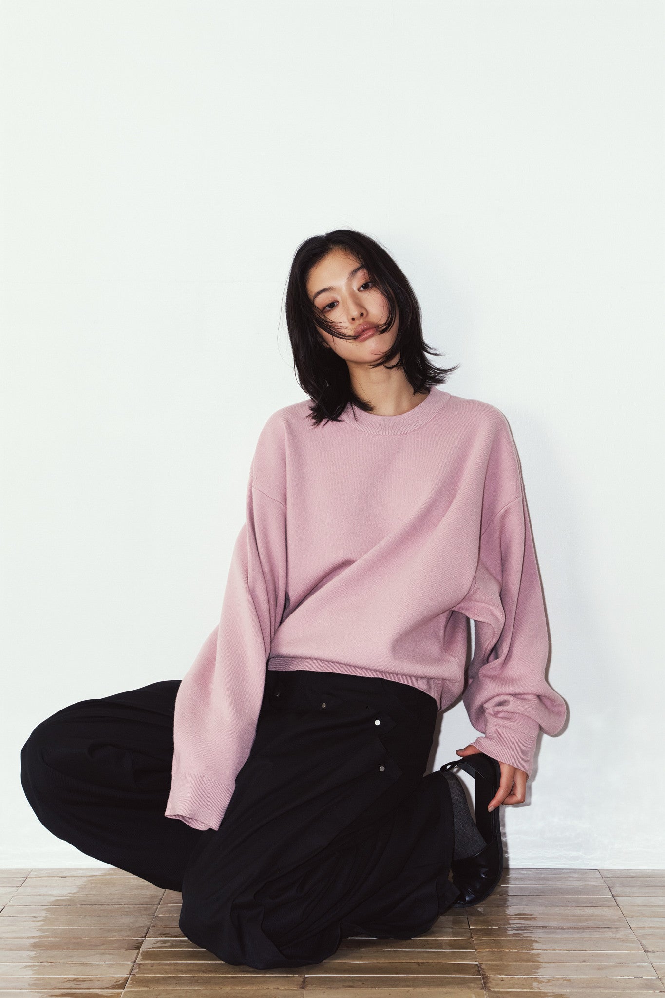 2way cuffs normcore knit(unisex)/pink