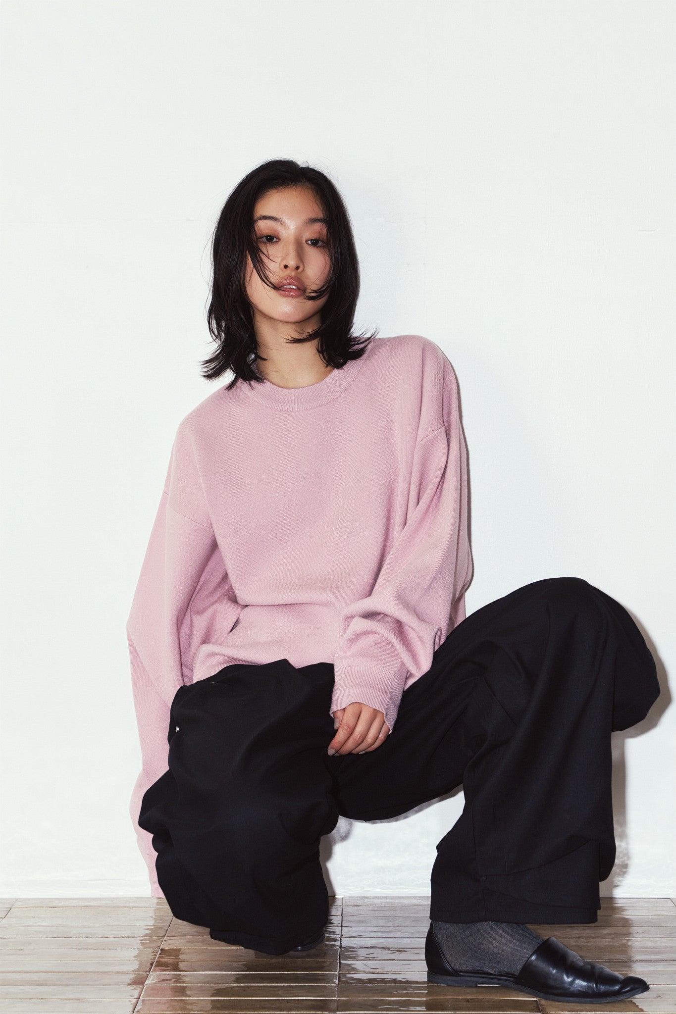 2way cuffs normcore knit(unisex)/pink