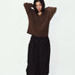 rib hoodie boucle knit/brown
