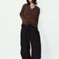 rib hoodie boucle knit/brown