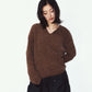 rib hoodie boucle knit/brown