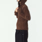 rib hoodie boucle knit/brown