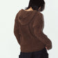rib hoodie boucle knit/brown