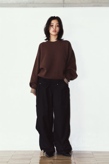 2way cuffs normcore knit(unisex)/brown