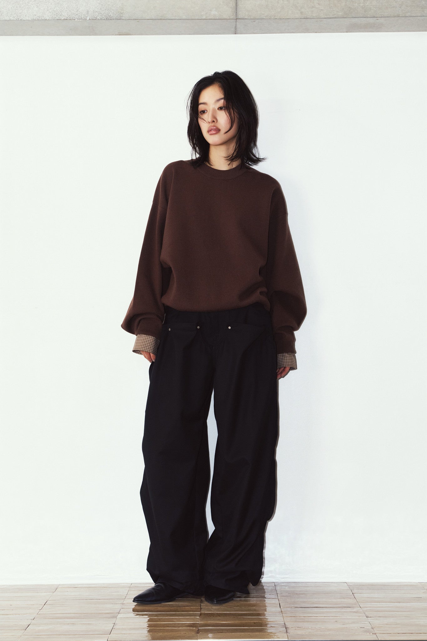 2way cuffs normcore knit(unisex)/brown