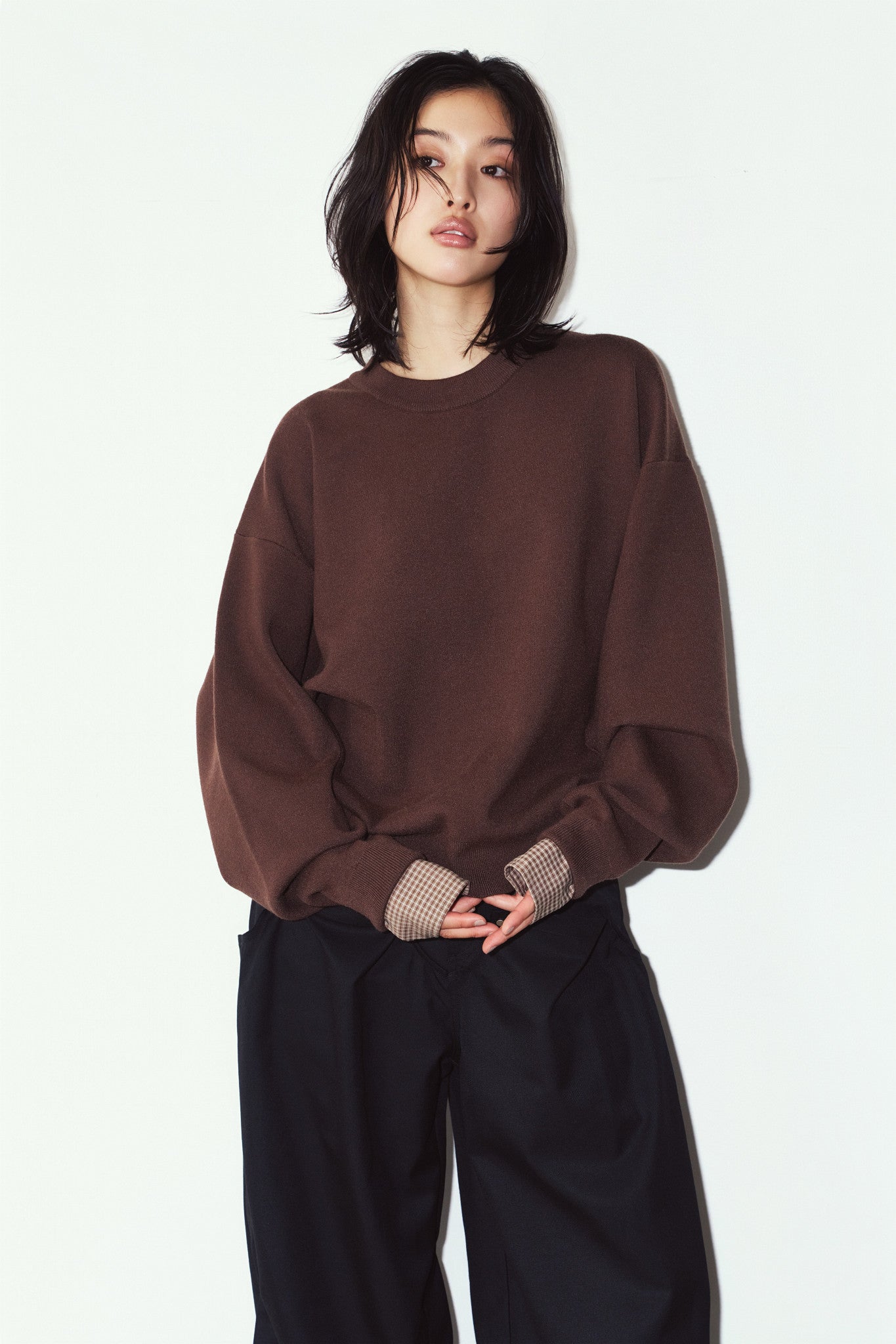 2way cuffs normcore knit(unisex)/brown