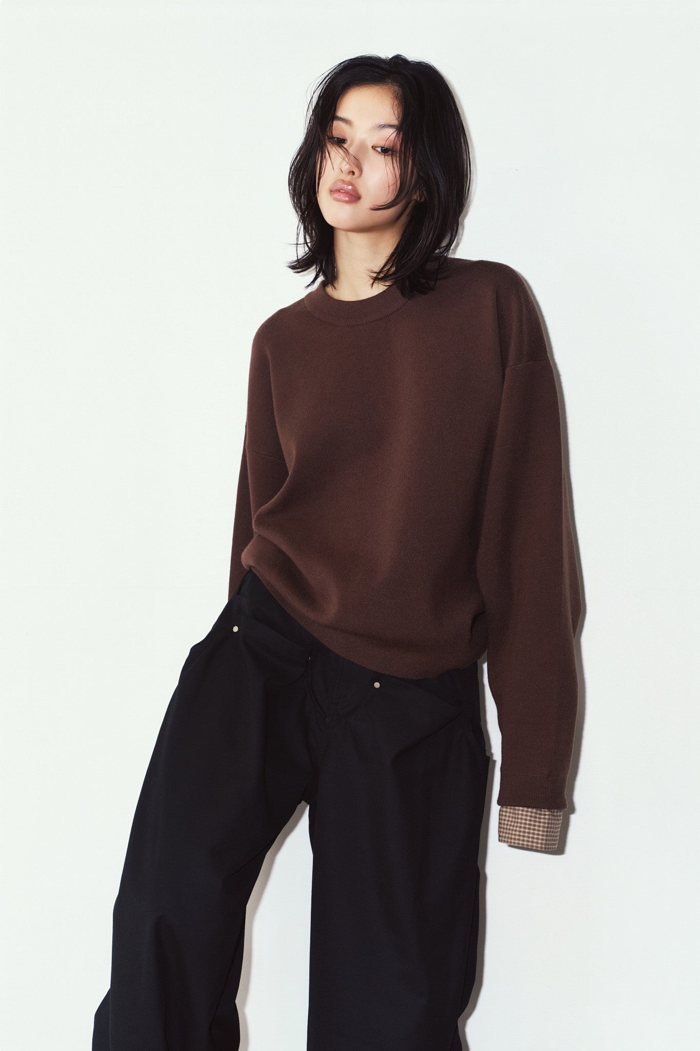 2way cuffs normcore knit(unisex)/brown