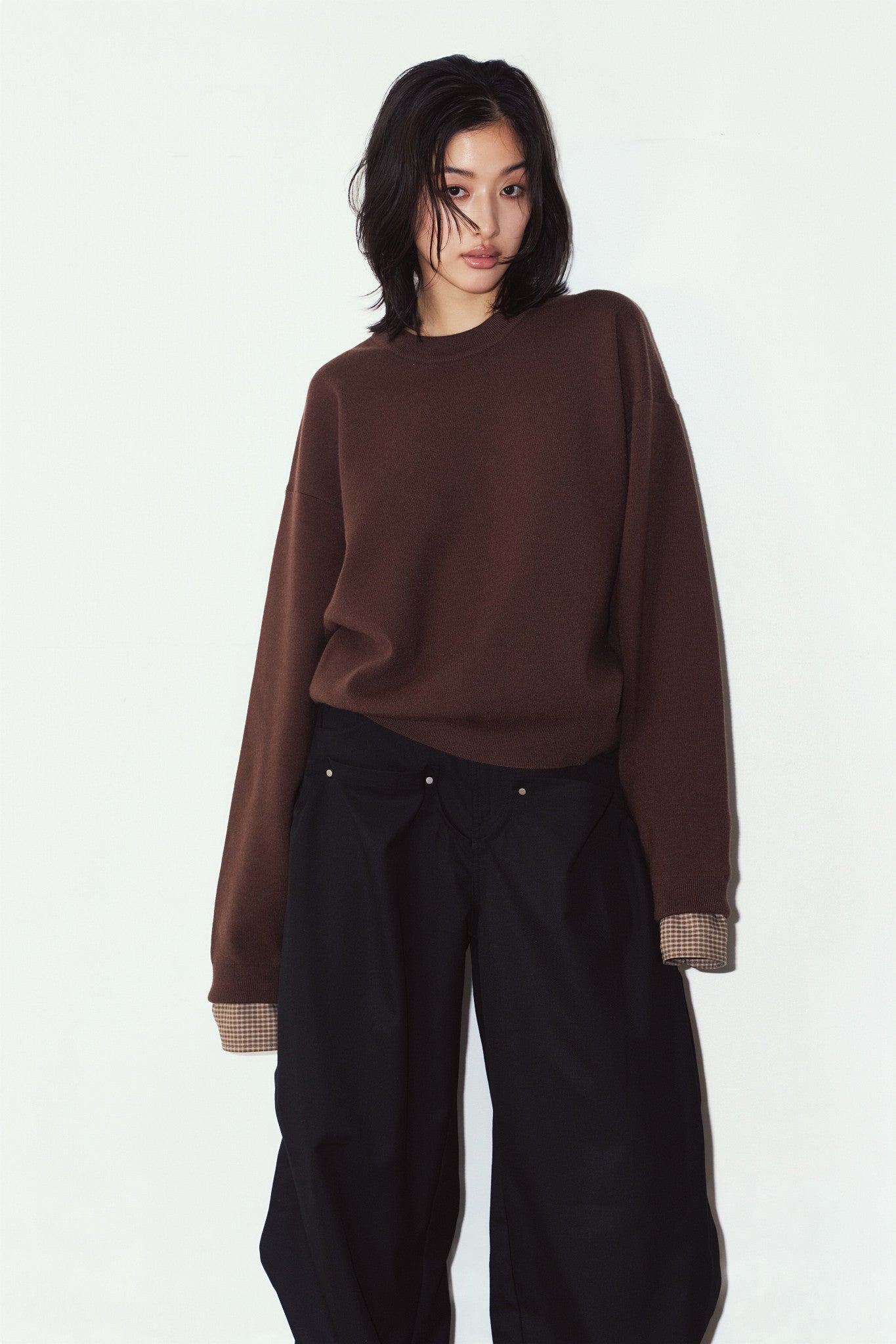 2way cuffs normcore knit(unisex)/brown