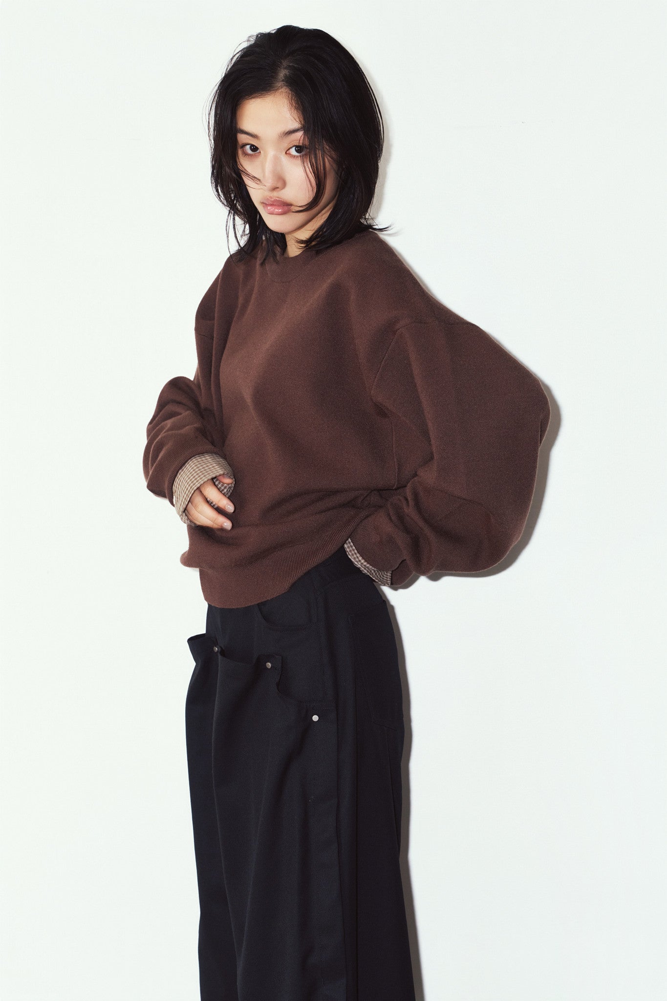 2way cuffs normcore knit(unisex)/brown