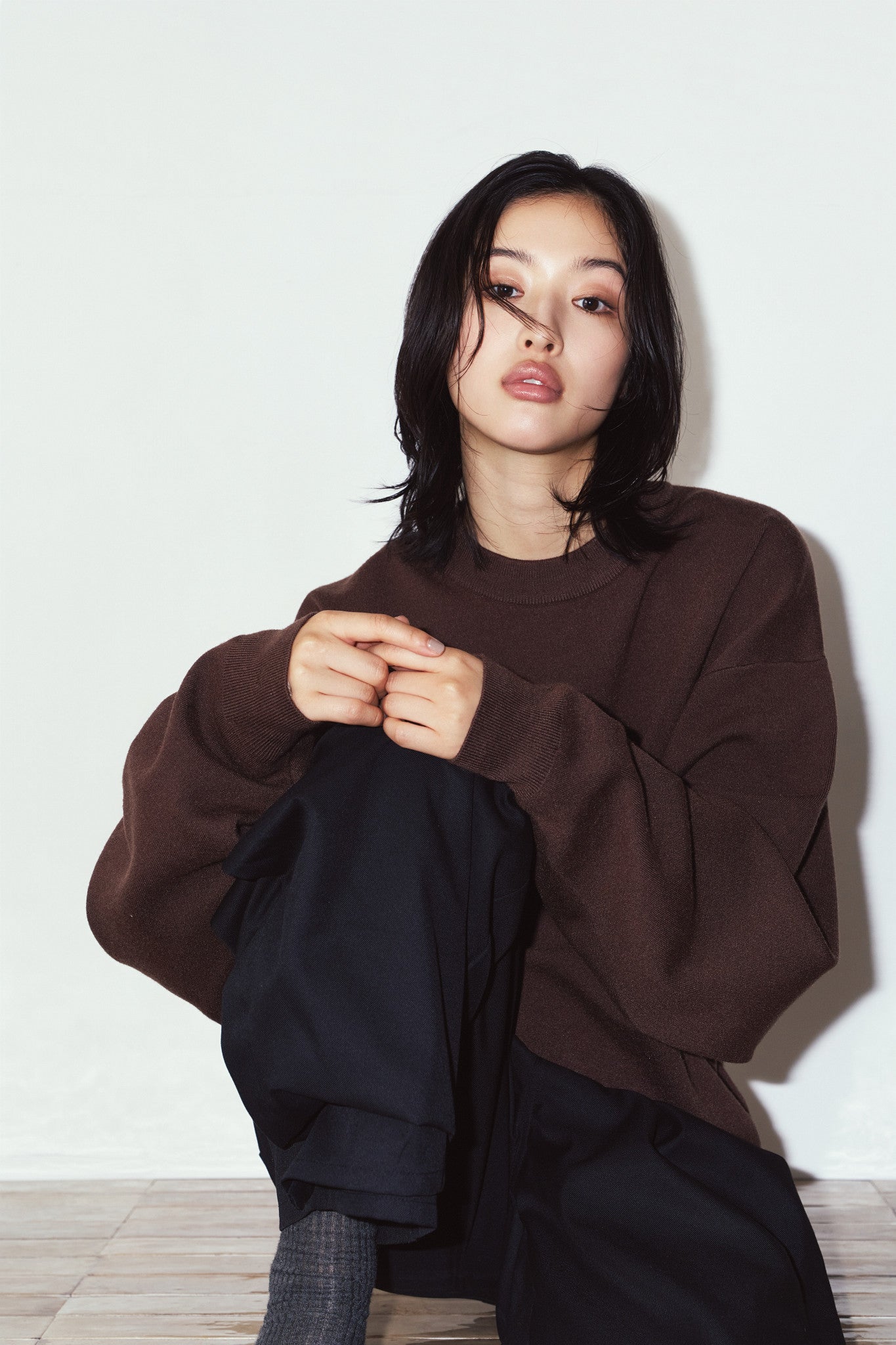 2way cuffs normcore knit(unisex)/brown
