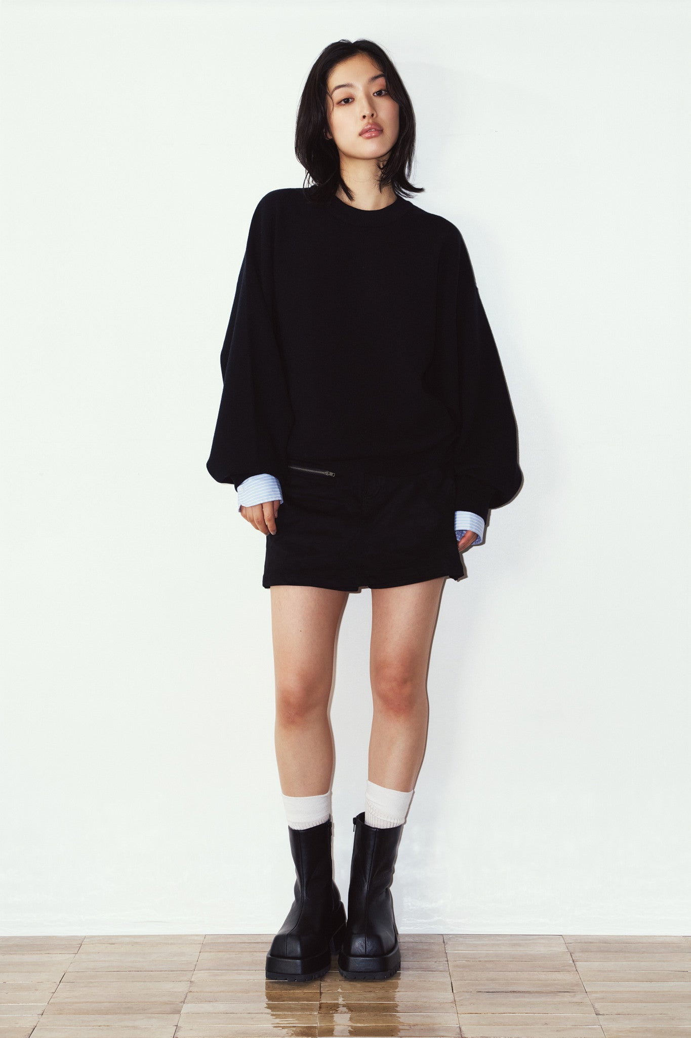 2way cuffs normcore knit(unisex)/black