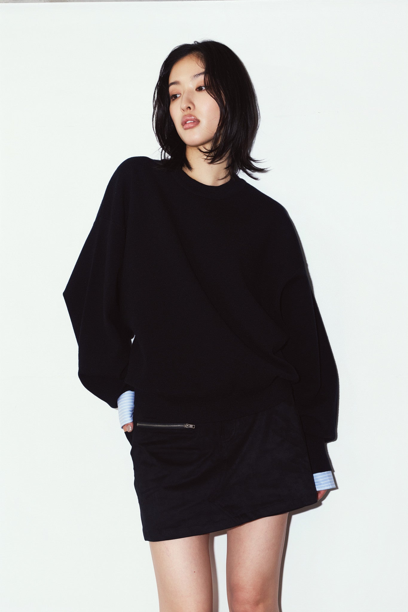 2way cuffs normcore knit(unisex)/black