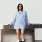 label over shirt(unisex)/blue