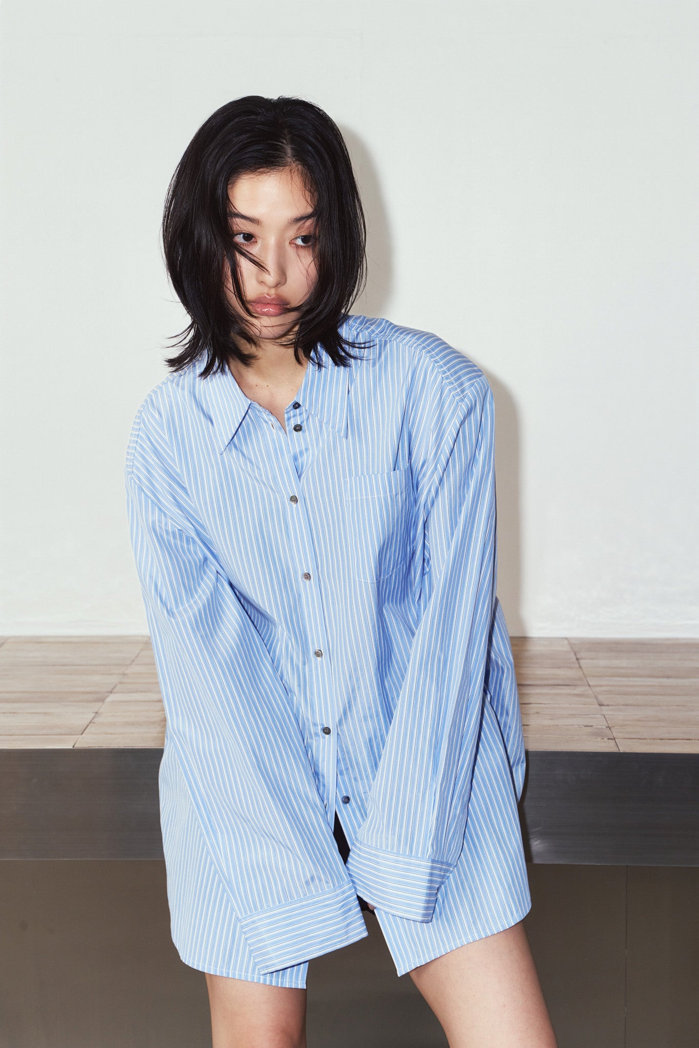 label over shirt(unisex)/blue