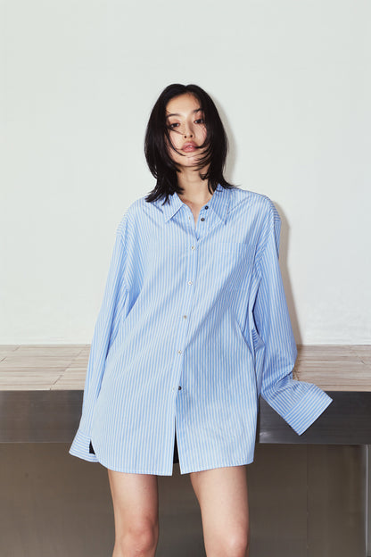 label over shirt(unisex)/blue
