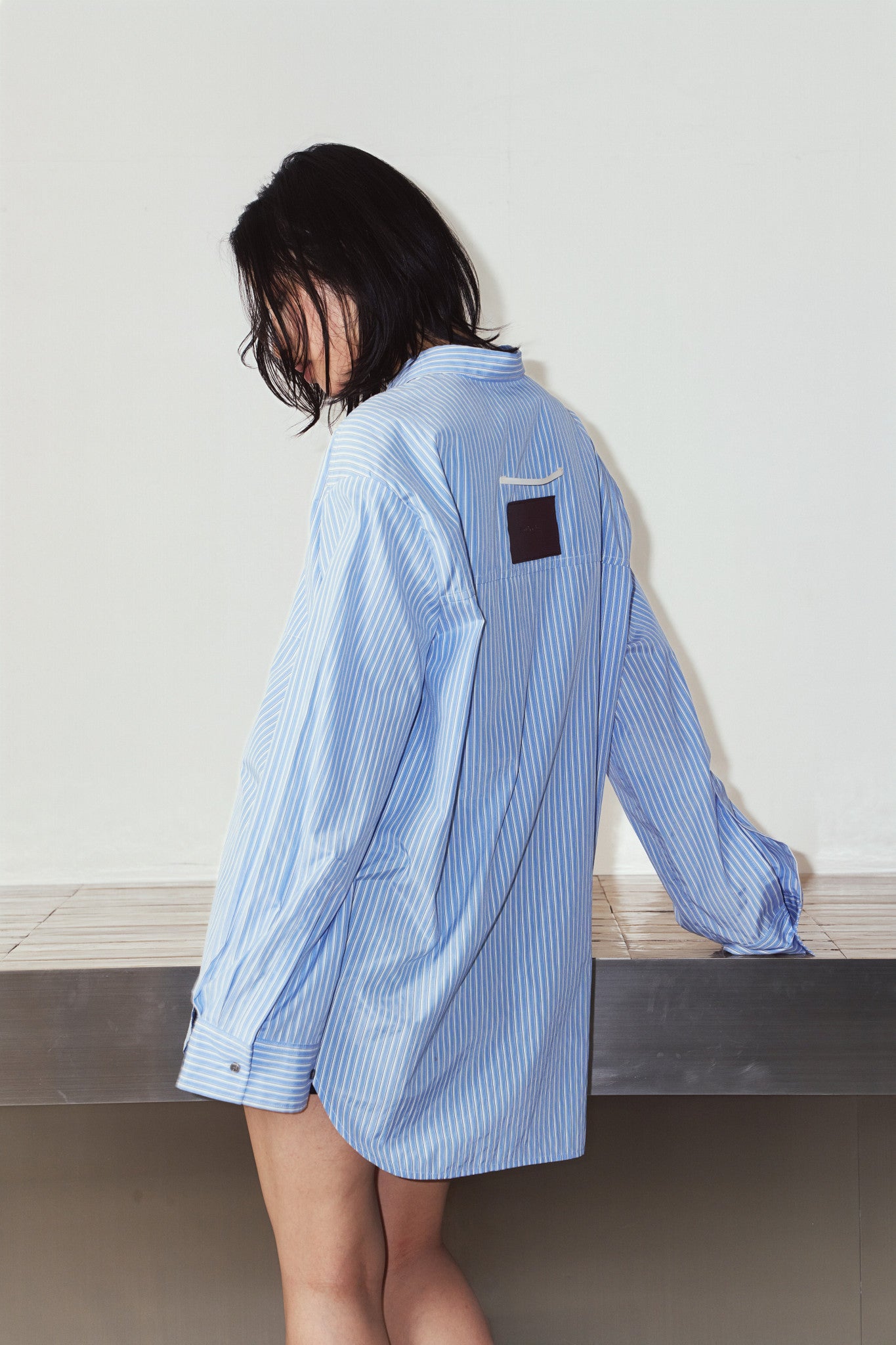 label over shirt(unisex)/blue