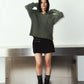rib hoodie boucle knit/khaki