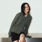 rib hoodie boucle knit/khaki