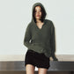 rib hoodie boucle knit/khaki