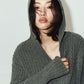 rib hoodie boucle knit/khaki