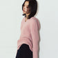rib hoodie boucle knit/pink