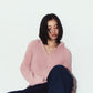 rib hoodie boucle knit/pink