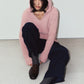 rib hoodie boucle knit/pink