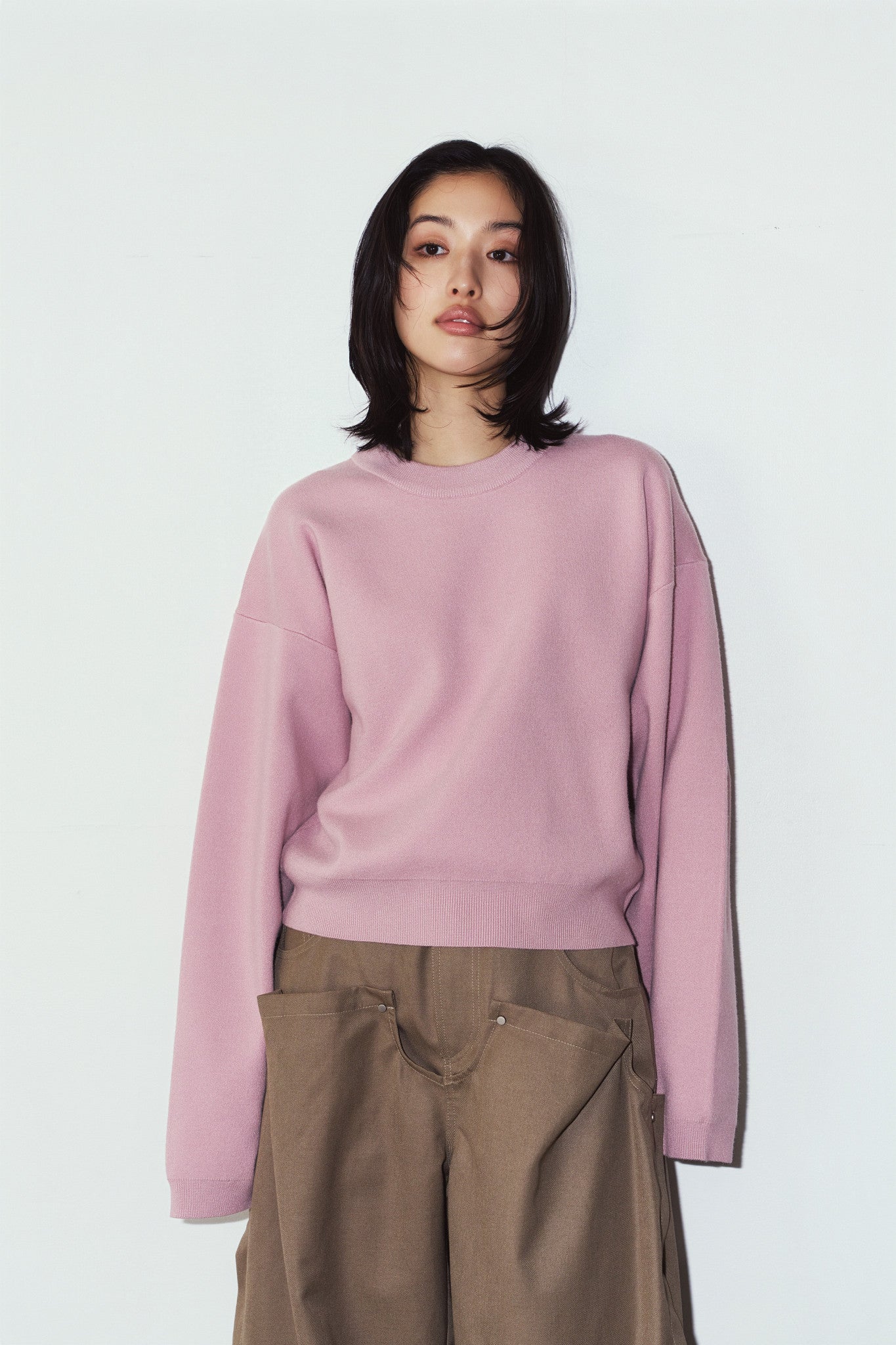 2way cuffs normcore knit/pink