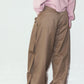 cling draped  pants(unisex)/brown