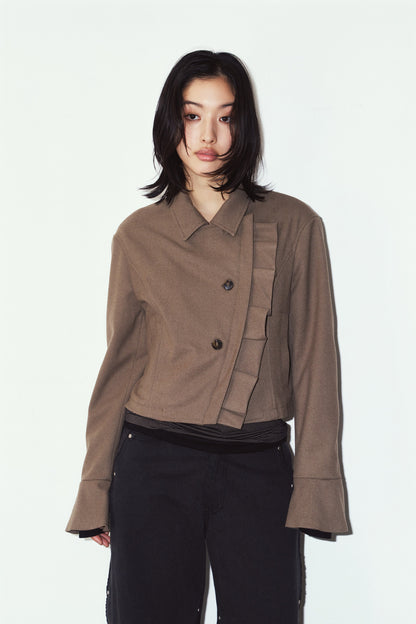 2way cropped frill jacket/beige