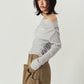 off shoulder velour top/blue